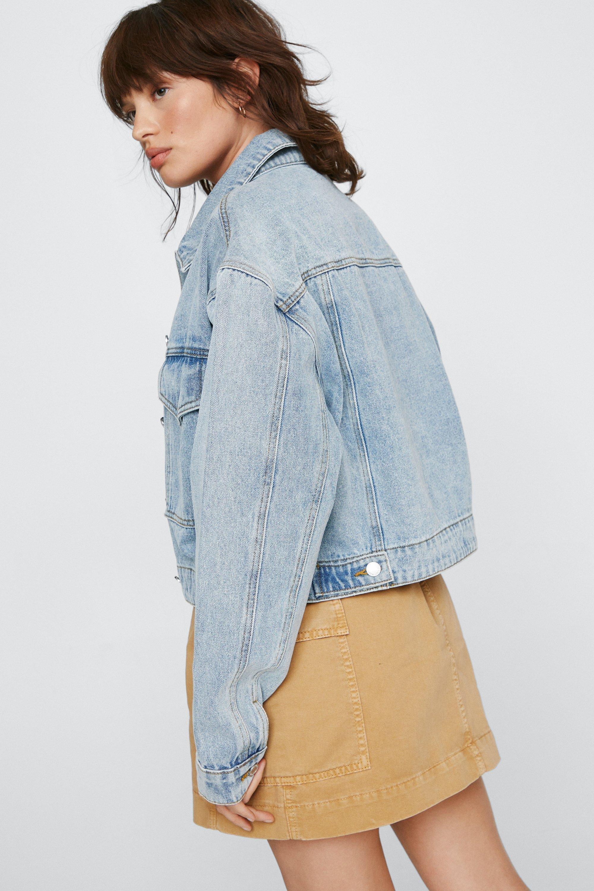 Long denim clearance jacket boohoo